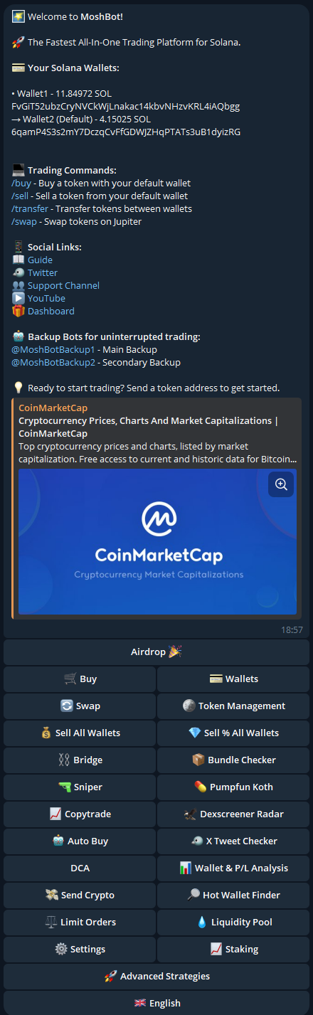 Moshbot Trading Bot Interface